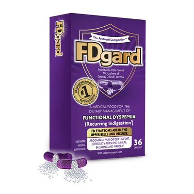 FDgard for Functional Dyspepsia (Recurring Indigestion) Symptoms Including, Abdominal Discomfort, Difficulty Finishing a Meal, Bloating, Nausea, 36 Capsules