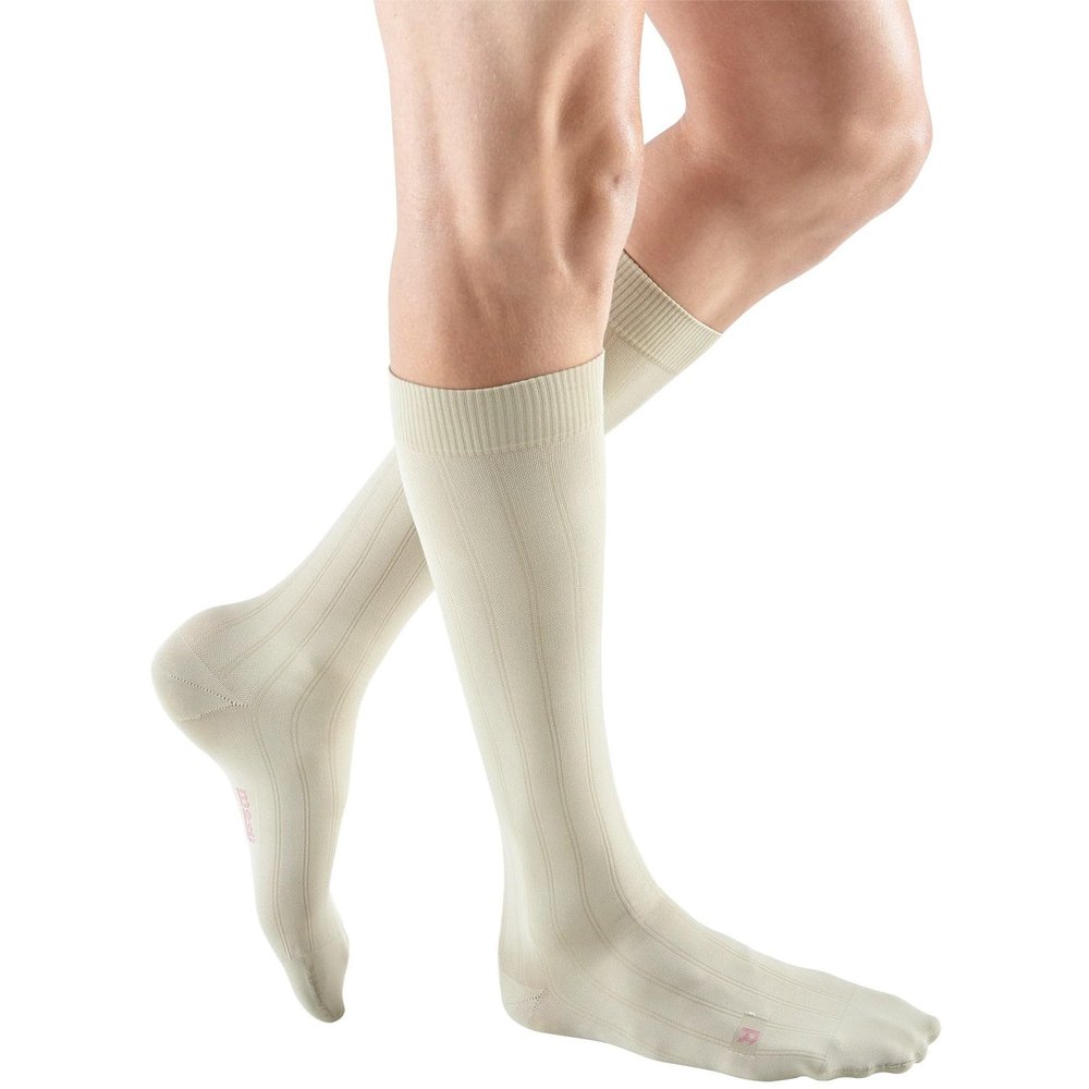 mediven for Men Classic, 20-30 mmHg  Calf High Compression Stockings, Closed Toe Leg Circulation for Men, Compression Dress Socks, Leg Support Compression Coverage, VII-Extra Wide-Tall, Tan