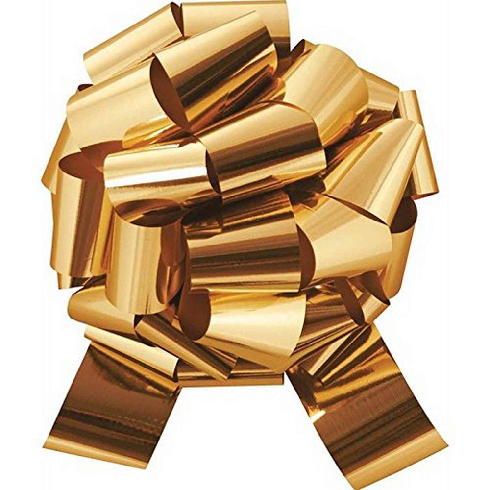 Berwick Offray 1.45'' Wide Ribbon Pull Bow, 8'' Diameter with 20 Loops, Gold