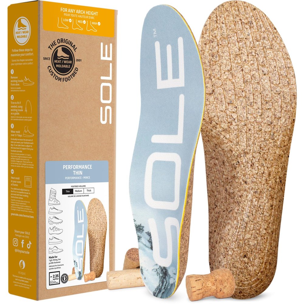 SOLE Performance Thin Shoe Insoles Orthotic Arch Support Inserts for Plantar Fasciitis Relief - Mens Size 14/Womens Size 16, 1 Pair
