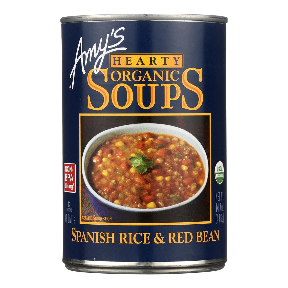 Amy's Organic Hearty Spanish Rice and Red Beans Soup, 14.7 Ounce - 12 per case.