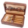 AMANCY Premium Brown Leather Travel Cigar Case,Luxury Portable Cigar Humidor W/Quality Cigar Cutter Lighter Set view 4