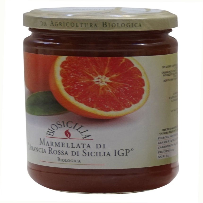 BioSicilia : "Marmellata di Arancia Rossa" Organic Blood Orange Marmalade - 13 Ounces (370 g) Jar [ Italian Import ]