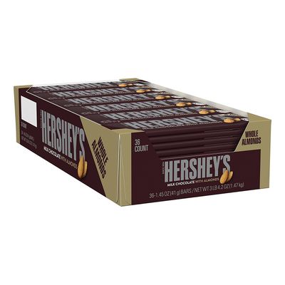 HERSHEY'S Chocolate Candy Bar with Almonds, 36 Count
