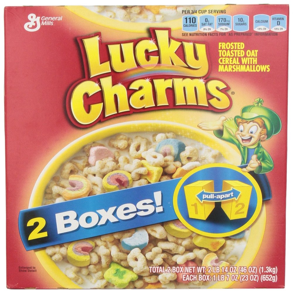 Lucky Charms Breakfast Cereal, Gluten Free Cereal, 46 oz, 2 Boxes