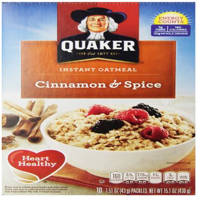 Quaker Instant Oatmeal Cinnamon & Spice, 15.1 oz