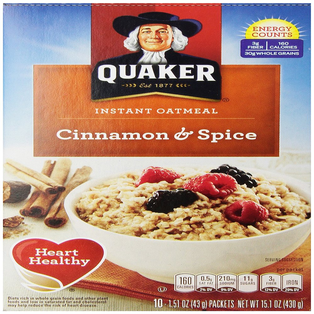 Quaker Instant Oatmeal Cinnamon & Spice, 15.1 oz