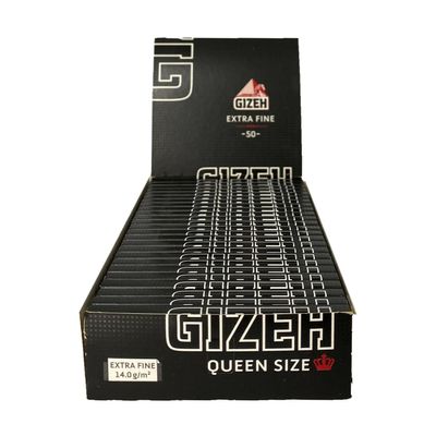 Gizeh 17122 Black Queen Size - 1 4 Wide - 25 Booklets of 50 Papers Each Cellulose Rolling Paper, 12 x 6 x 4 cm