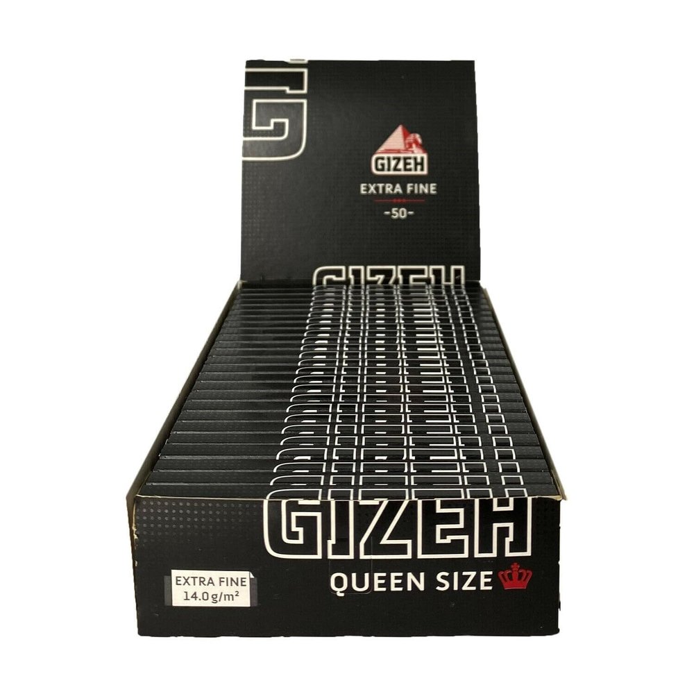 Gizeh 17122 Black Queen Size - 1 4 Wide - 25 Booklets of 50 Papers Each Cellulose Rolling Paper, 12 x 6 x 4 cm