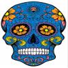 1/4 Sheet - Blue Sugar Skull Halloween Birthday - Edible Cake/Cupcake Party Topper - D22650 view 1