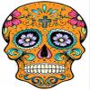 1/4 Sheet - Orange Sugar Skull Halloween Birthday - Edible Cake/Cupcake Party Topper - D22643 view 1