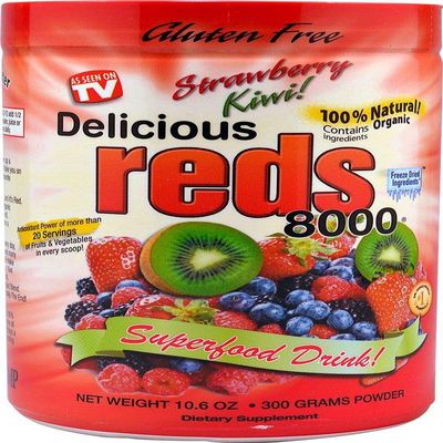 GREENS WORLD INC Delicous Reds 8000 Strawberry-Kiwi Flavor