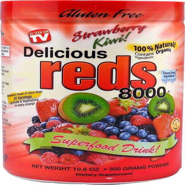 GREENS WORLD INC Delicous Reds 8000 Strawberry-Kiwi Flavor