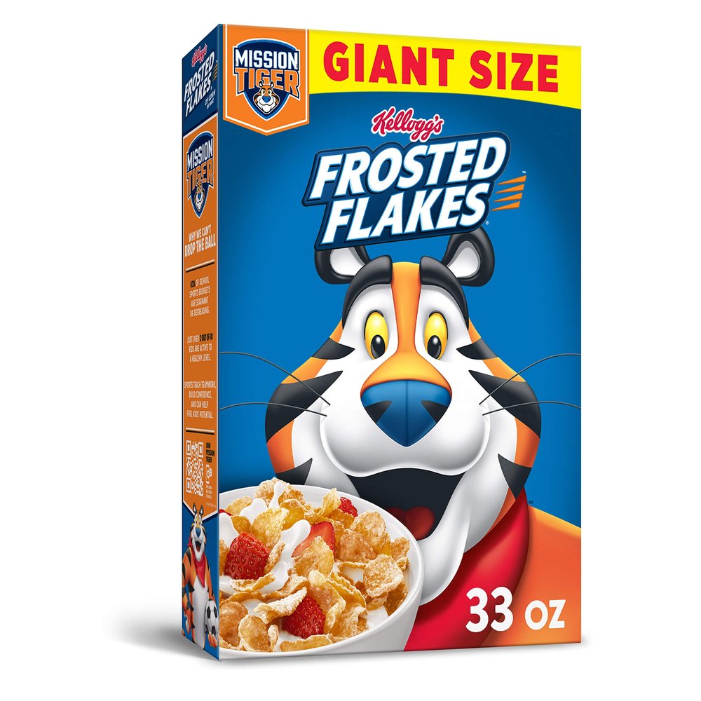 Kellogg's Frosted Flakes Cereal - Sweet Breakfast that Lets Your Great Out, Fat-Free, Giant-Size, 33 Oz Box