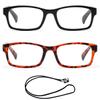 Newbee Fashion - Unisex Slim Fit Small Squared Reading Glasses with Spring Hinge (2 Pairs 3 Pairs with FREE Lanyard)