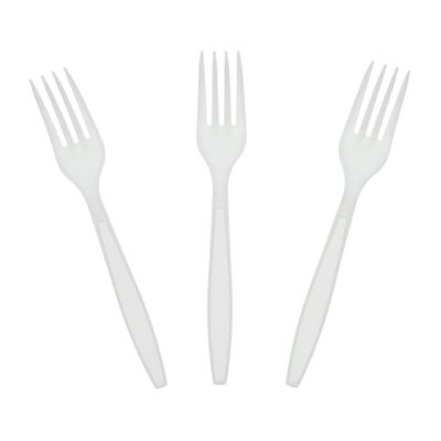 AmerCareRoyal Heavy Weight Unwrapped Disposable Polystyrene Plastic Forks for Restaurants and Catering, White, Pack of 1000