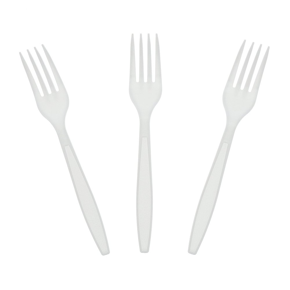 AmerCareRoyal Heavy Weight Unwrapped Disposable Polystyrene Plastic Forks for Restaurants and Catering, White, Pack of 1000
