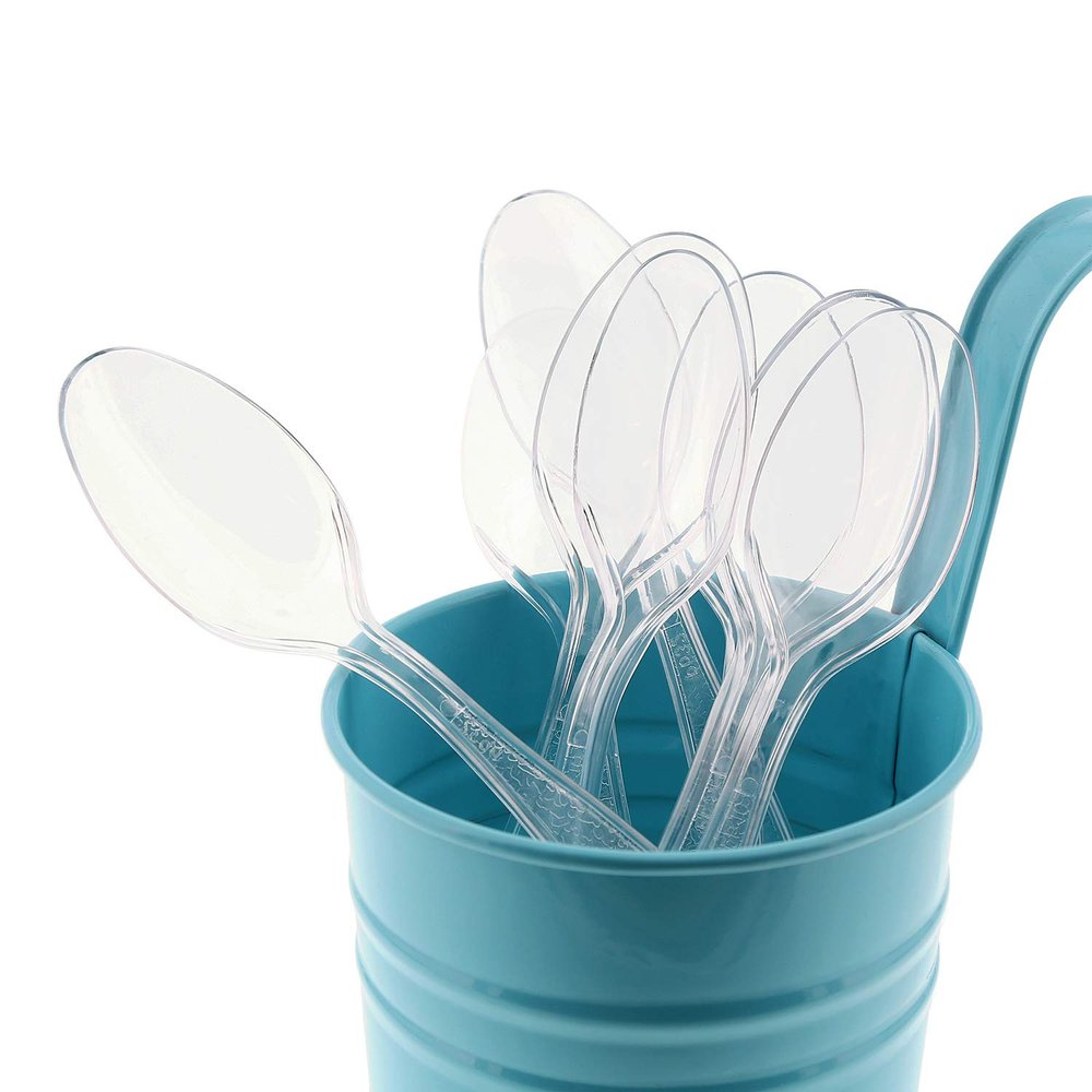 AmerCareRoyal Heavy Weight Unwrapped Disposable Polystyrene Plastic Teaspoons for Restaurants and Catering, Clear, Pack of 1000