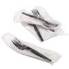 AmerCareRoyal 2-in-1 Disposable Silverware Medium Heavy Weight Plastic Utensil Set with Fork and 13x17 inch Napkin - Individually Wrapped Cutlery Meal Kit, Black, Case of 1000 view 2