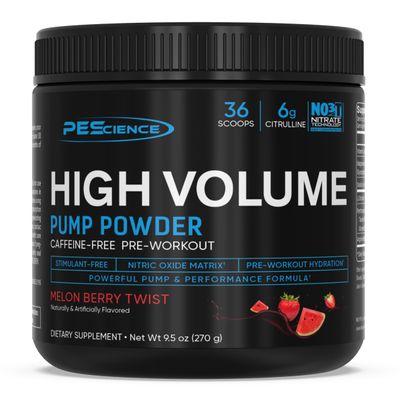 PEScience High Volume Stim-Free Pre Workout, Nitric Oxide Booster with L Citrulline & L Arginine Nitrate, Non-Stim Preworkout for Men and Women, 36 Scoops, Melon Berry Twist