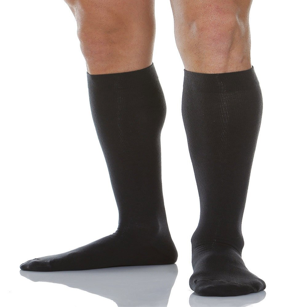 Alpha Medical 20-30 mmHg Moderate Compression Mens Compression Travel Socks. Fine Cotton Italian Made Quality (Size 3 Black)
