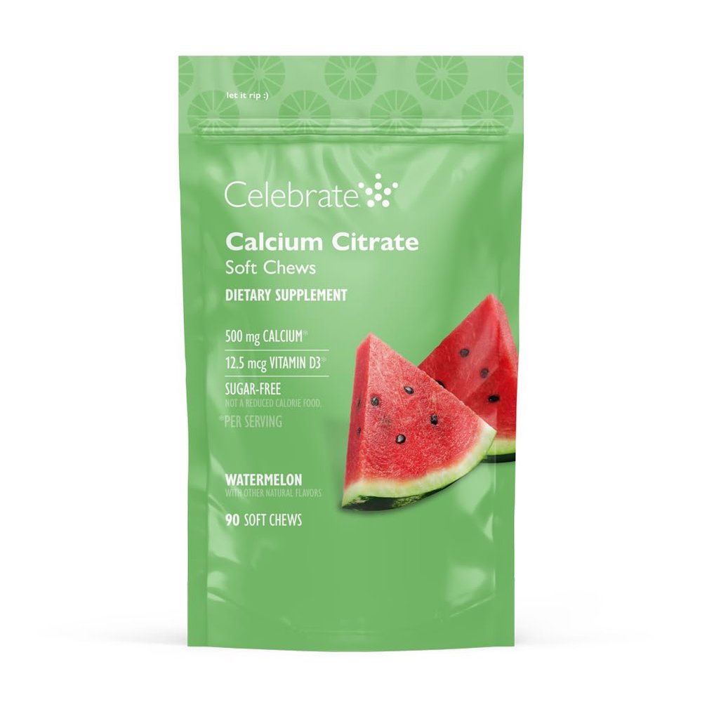 Celebrate Vitamins Bariatric 500mg Calcium Citrate Soft Chews with 500 IU Vitamin D3  Essential for Gastric Bypass Patients & Bone Health - Sugar & Gluten Free, Melon (90 Chews)
