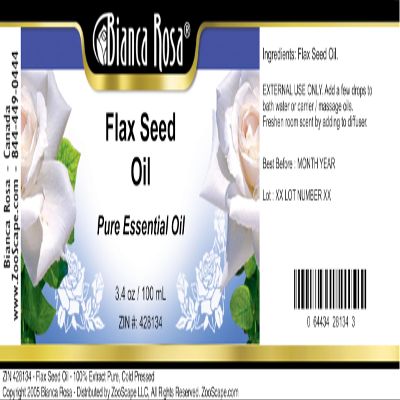 Flax Seed Oil - 100% Pure, Cold Pressed (3.40 fl oz, ZIN: 428134) - 2 Pack