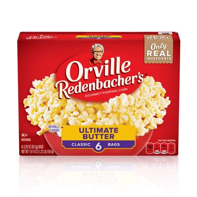 Orville Redenbachers Microwave Popcorn, Ultimate Butter Flavor, 3g Fiber Per Serving, 3.29 oz., 6-Count (6 Boxes)