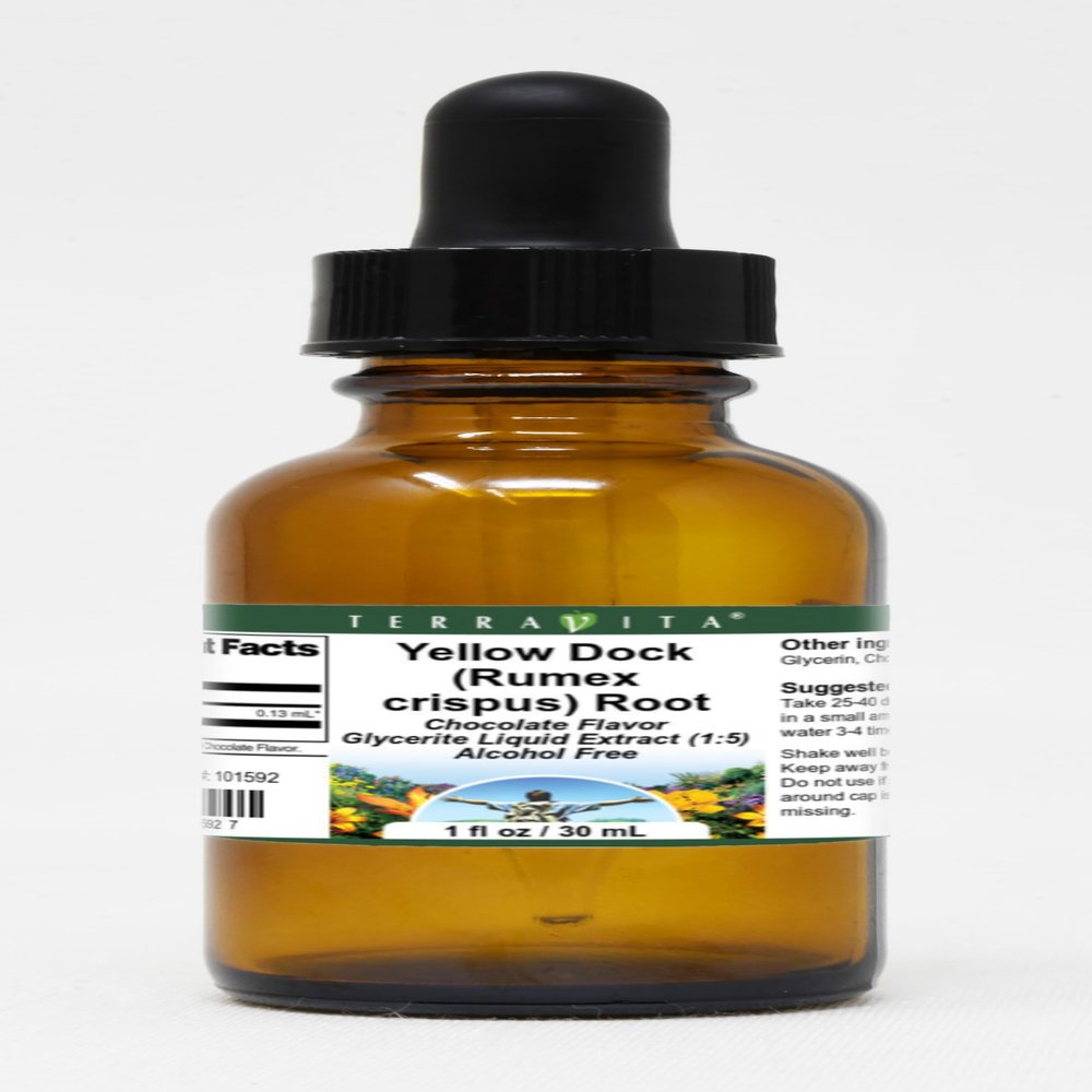 Yellow Dock (Rumex crispus) Root - Glycerite Liquid Extract - Chocolate Flavor (1 fl oz, ZIN: 101592) - 2 Pack