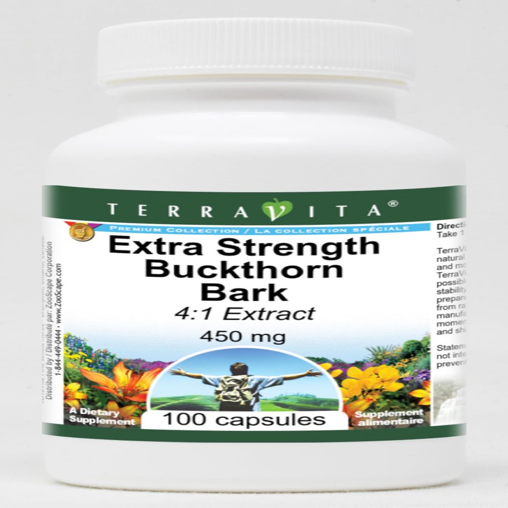 Extra Strength Buckthorn Bark 4:1 Extract - 450 mg (100 Capsules, ZIN: 511251) - 2 Pack