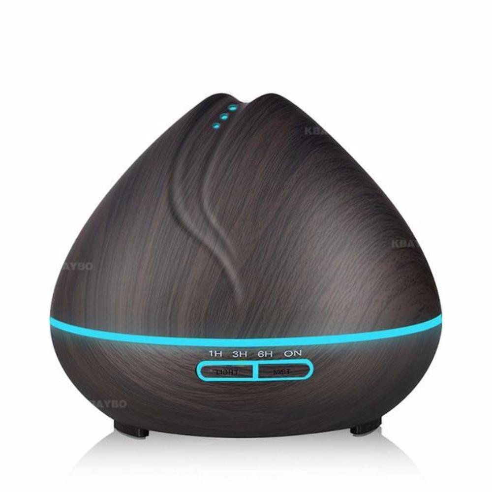 400ml Mini Ultrasonic Aroma Essential Oil Diffuser, Wood Grain Cool Mist Humidifier for Office Home Room Study Yoga Spa, 14 Color Lights
