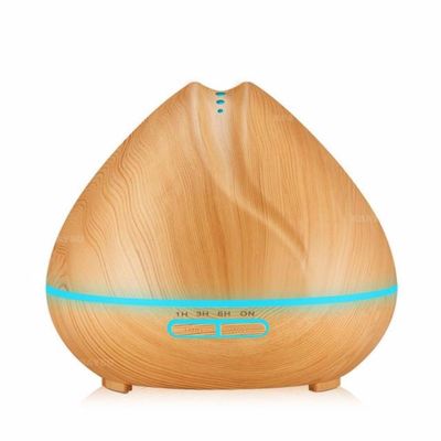400ml Mini Ultrasonic Aroma Essential Oil Diffuser, Wood Grain Cool Mist Humidifier for Office Home Room Study Yoga Spa, 14 Color Lights
