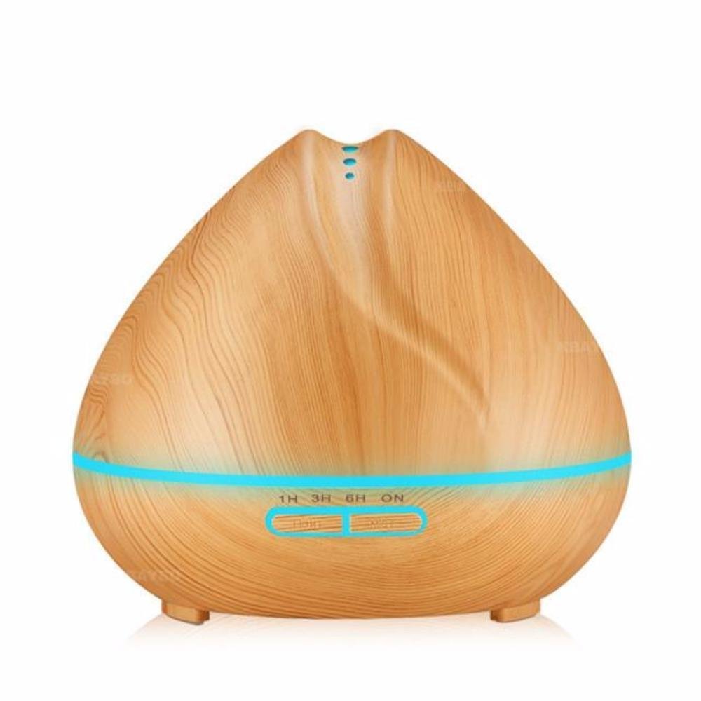 400ml Mini Ultrasonic Aroma Essential Oil Diffuser, Wood Grain Cool Mist Humidifier for Office Home Room Study Yoga Spa, 14 Color Lights