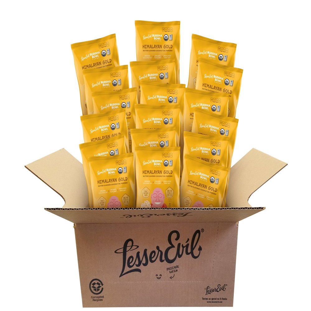 LesserEvil Organic Popcorn, Himalayan Gold, .88 Ounce, 18 Count