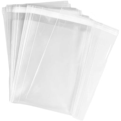 100PCS 9"x 12" Transparent Automatic Sealing Cello/Cellophane Treat Bag Packaging Bags with Self Adhesive Closure for Food Storage Bakery Candies Wrapping Sweets 1.2mil Thick