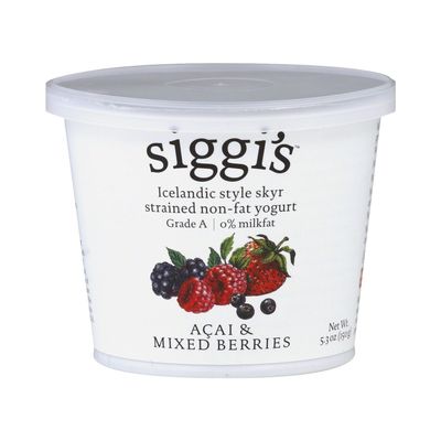 Siggis Icelandic Non Fat Mixed Berries & Acai Yogurt, 5.3 Ounce (Pack of 12)