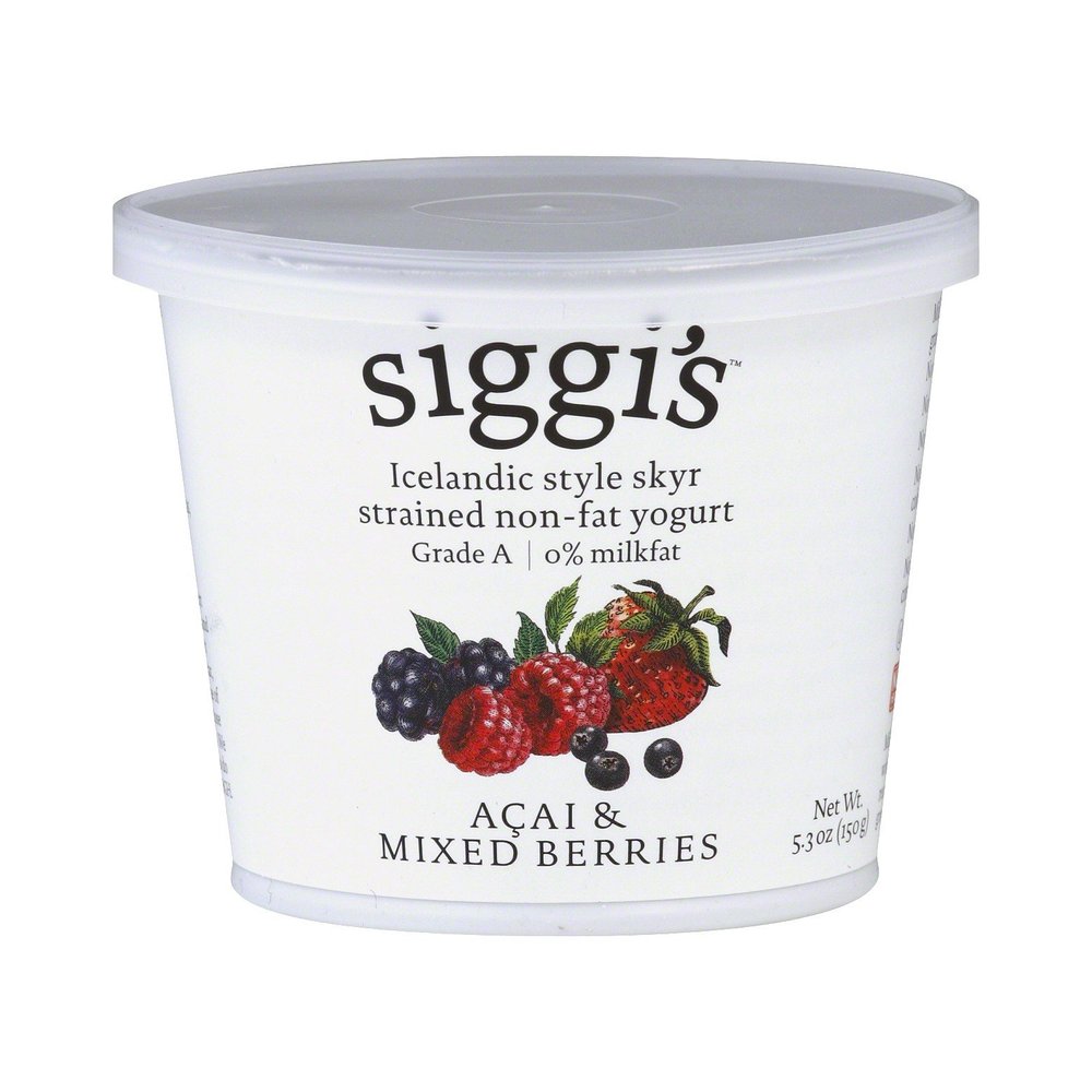 Siggis Icelandic Non Fat Mixed Berries & Acai Yogurt, 5.3 Ounce (Pack of 12)