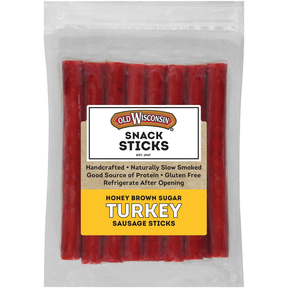 Old Wisconsin Honey Brown Sugar Turkey Snack Sticks, 16 OZ Resealable Pack