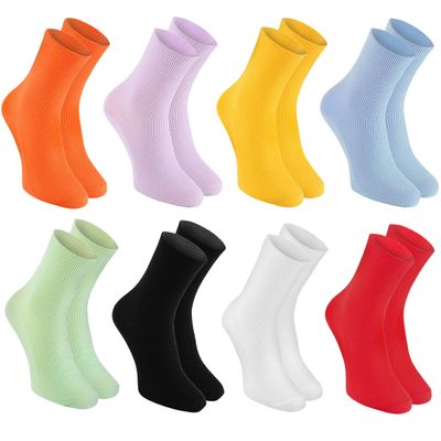 Rainbow Socks - 8 pairs of DIABETIC Elastic Cotton Socks for SWOLLEN FEET, Colorful Mix XS