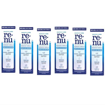 Renu Advanced Formula Multi-Purpose Solution, Triple Disinfectants, Travel Size, 2 fl oz (Pack of 6)