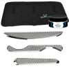 HawkGrips, Introductory Massage Therapy Tool Set with Massage Emollient 8oz, Stainless Steel, Includes Roll-Up Carrying Case, Medium Multi-Curve, Dual-Edge Tongue Depressor, and Scanner Massage Tool view 1