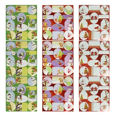 Set of 108 Self-Adhesive Christmas Gift Tag Stickers! 4" x 4" - 2" x 2" - 3 Beautiful Themes - 36 Different Unique Tags - Gift Tag Stickers with Different Christmas Characters!