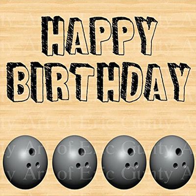 1/4 Sheet - Bowling Balls League Birthday - Edible Cake/Cupcake Party Topper - D22671