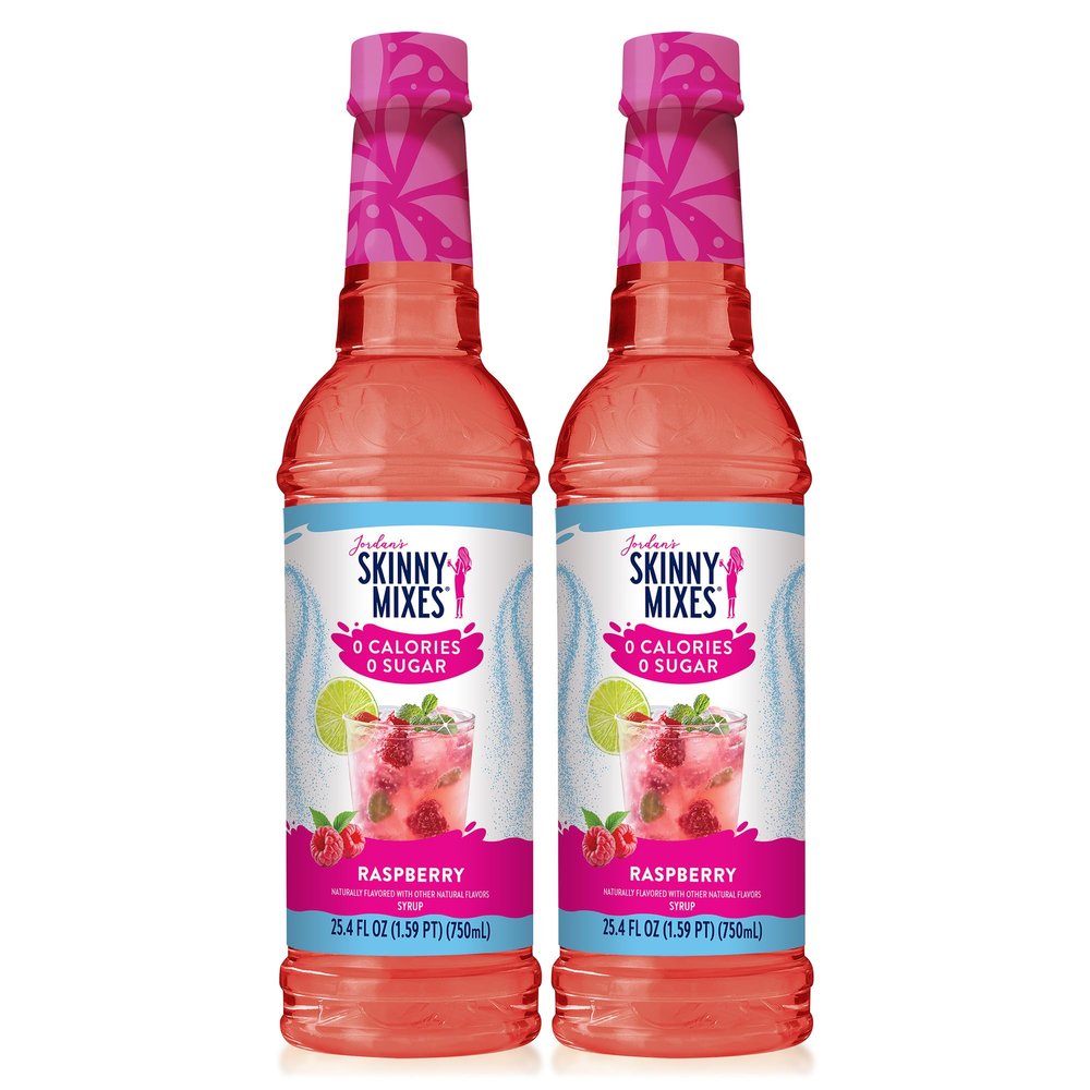 Jordan's Skinny Mixes Sugar Free Syrup, Raspberry Flavor, Fruit Flavored Water Enhancer, Drink Mix for Ice Tea, Lemonade & More, Zero Calorie Flavoring, Keto Friendly, 25.4 Fl Oz, 2 Pack