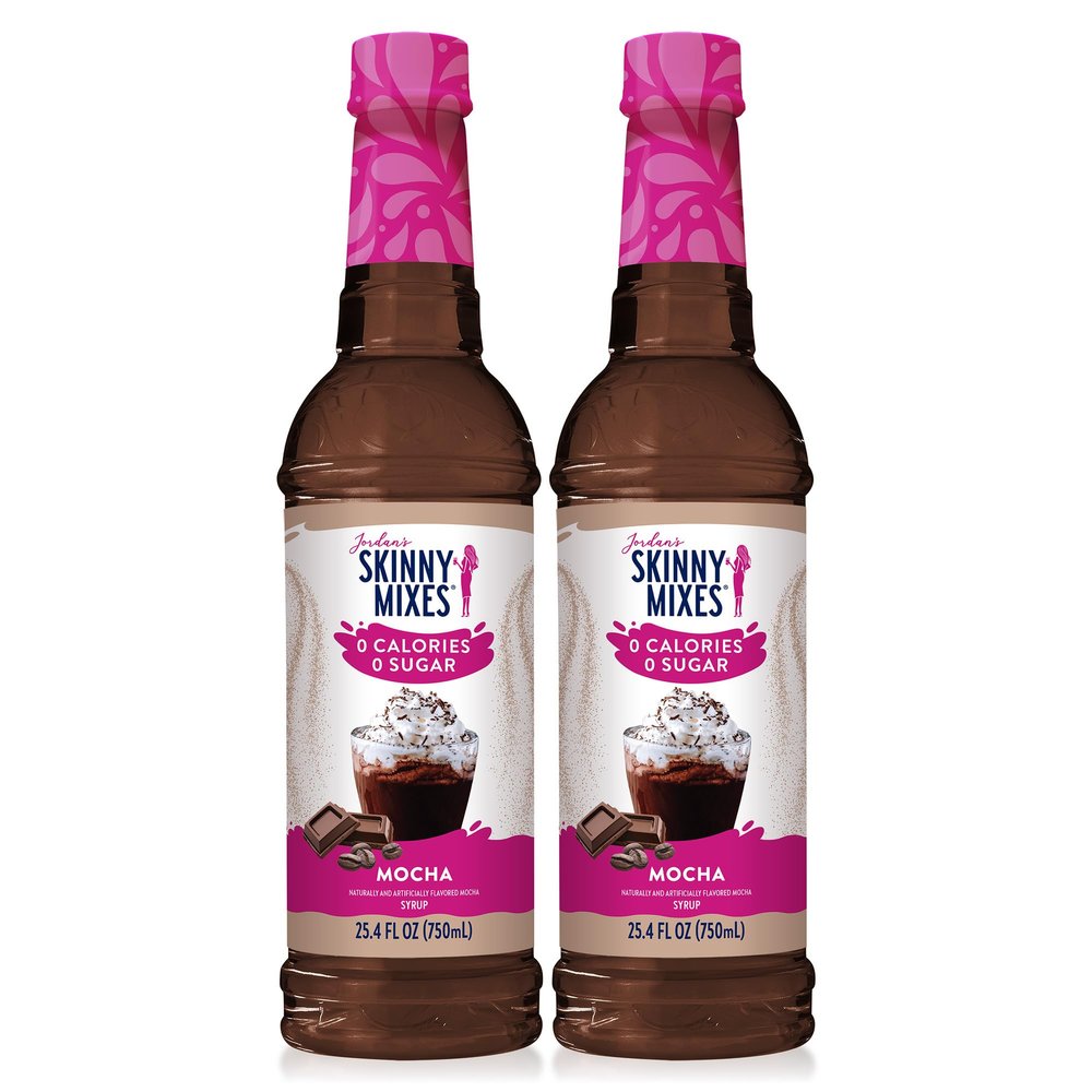 Jordan's Skinny Mixes Sugar Free Coffee Syrup, Mocha Coffee Flavoring Syrup, Zero Calorie Drink Mix, Lattes, Baking, Protein Shake or Cocktail, Dairy & Gluten Free, Kosher, 25.4 Fl Oz, 2 Pack