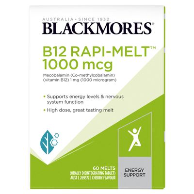 Blackmores B12 Rapi-Melt 1000mcg Cherry 60 Melts
