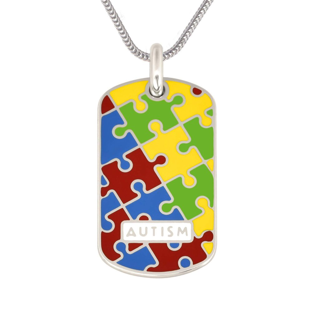 Divoti Deep Custom Laser Engraved Stainless Steel Medical Alert Necklace for Men/Women, Autism Tag Medical ID Necklace, Dog Tag w/Free Engraving - Stainless Foxtail Chain - 28