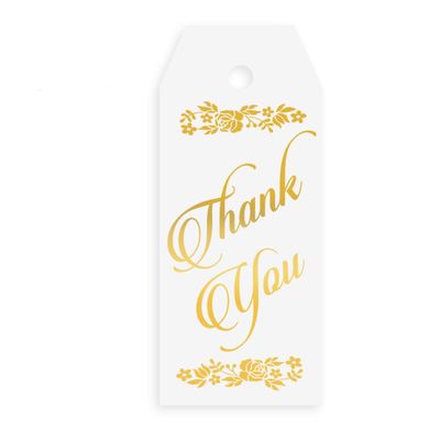Gold Thank You Tags, 50-Pack, Rectangular, Party Favor Tags for Wedding, Birthday Bridal or Baby Shower, Receptions, Girls Party, Gift Tags, Wedding Favors or Special Events Rec4
