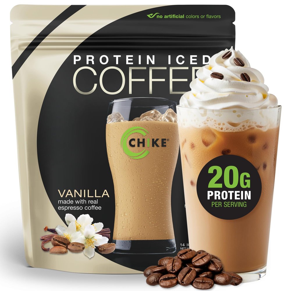 Chike Vanilla High Protein Iced Coffee, 20 G Protein, 2 Shots Espresso, 1 G Sugar, Keto Friendly and Gluten Free, 14 Servings (15.8 Ounce)