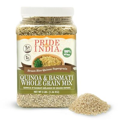 Pride Of India | Quinoa & Basmati Whole Grain Mix 3 lbs Jar | Brown Basmati Rice & Quinoa Blend - Supergrain Mix
